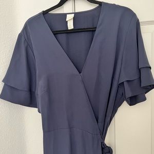 Navy blue wrap bridesmaid maxi dress